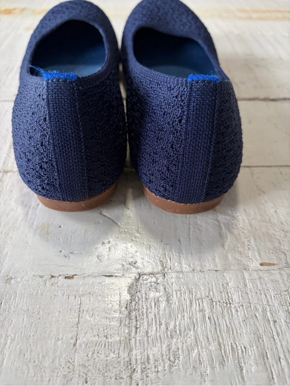Rothy’s the Max Square in Deep Navy Crochet size 8.5 Knit Flats In Love Insoles - Picture 5 of 14
